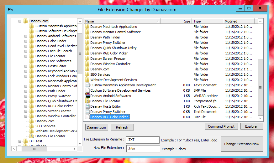 Windows 7 File Extension Changer 1.00 full