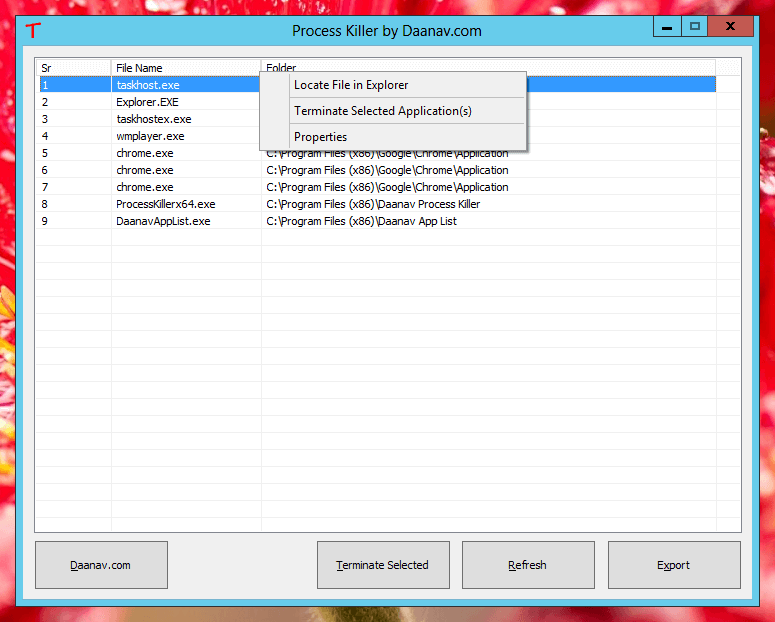 Process Killer screenshot Process Killer screenshot