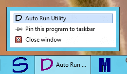 Jumplist menu of Daanav Auto Run Utility