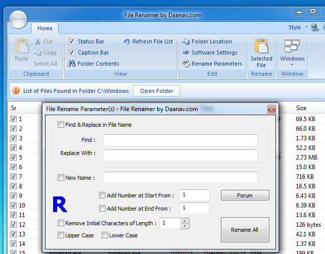 Bulk File Rename Parameters