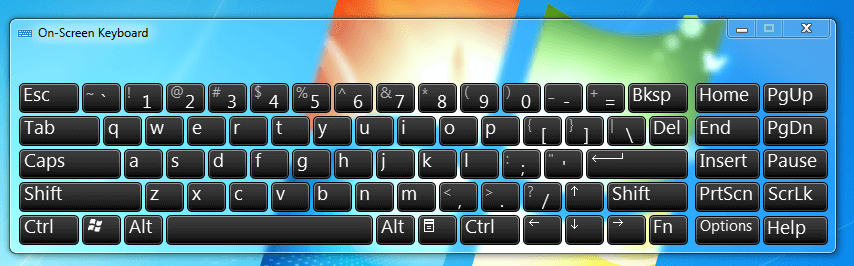 OnScreen Keyboard of Windows 7