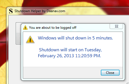 Windows Shutdown Information Message Windows Shutdown Information Message