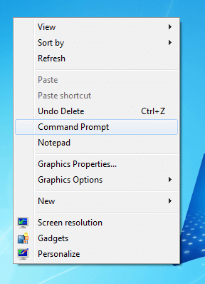 Right Click Menu of Desktop with Extra Menu Items Added