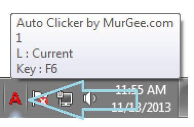 Keyboard Shortcut Info on Notification Icon of Auto Clicker