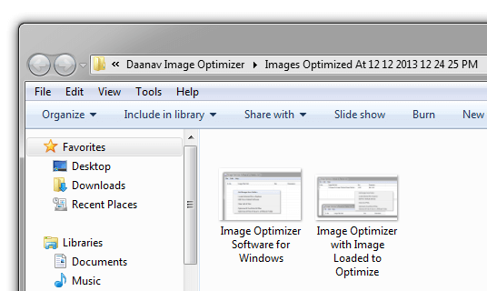 Images Optimised with Image Optimizer in Windows Explorer