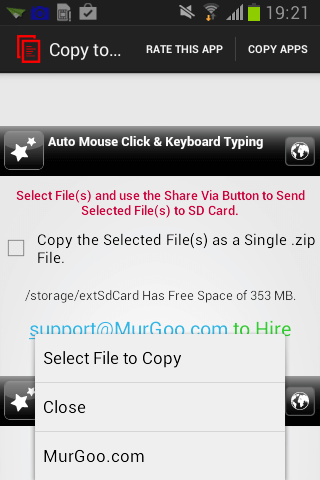 Select Files to be Copied to your Micro SD Card