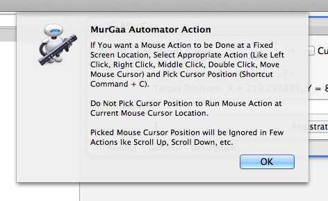 Mouse Clicking Automator Action Help