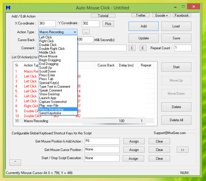 Macro Script Containing Mouse Clicks and Keystrokes