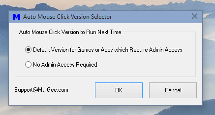 Auto Mouse Click Version Selector to Switch between Admin and Non Admin Version