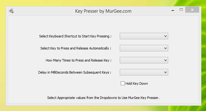 Main Screen of Key Presser for Games