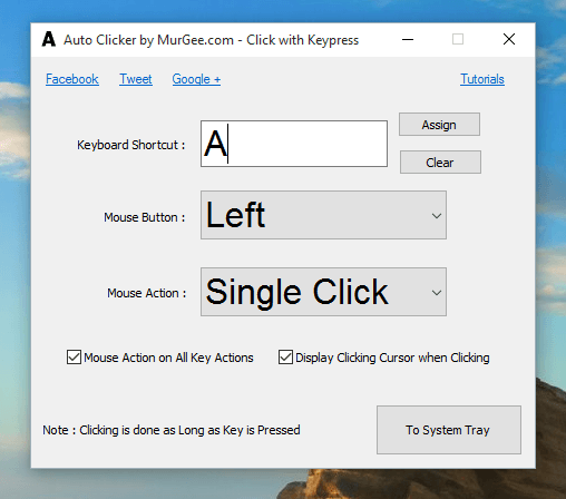 Auto Click by Holding a Key Down