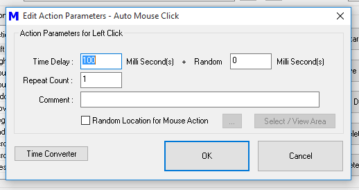 Edit Mouse Click Parameters within inbuilt Script Editor