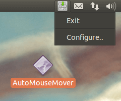 System Tray Menu of Linux Mouse Mover to Keep Linux Active