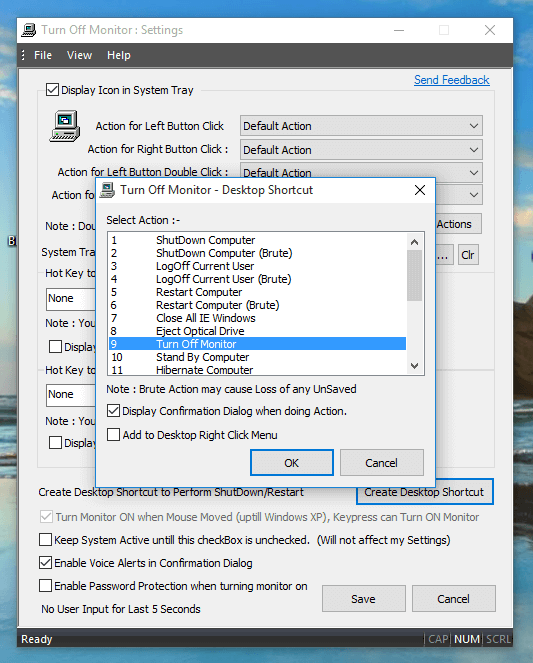 Desktop Shortcut to Turn Off Monitor