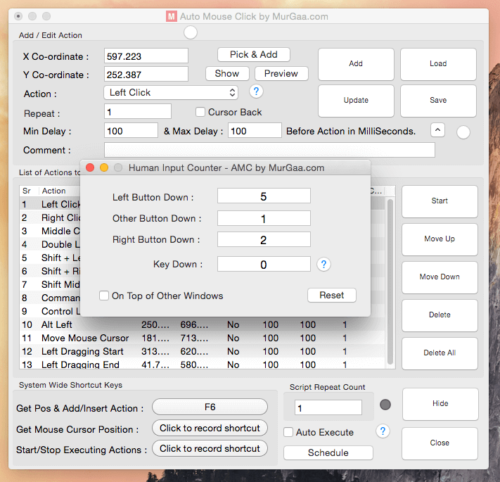 Human Input Counter in Mac Automation Software