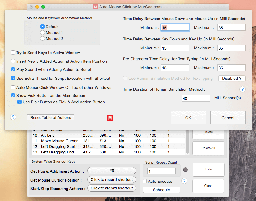 Preferences of Mac Automation Software